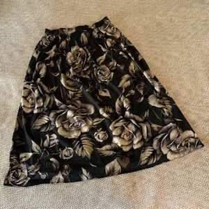 Steilmann Black Floral Midi Skirt Cotton Blend